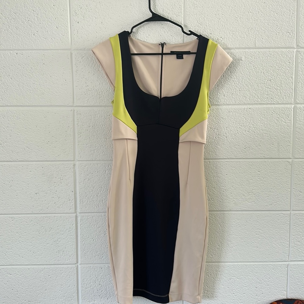 Beige formal dress.